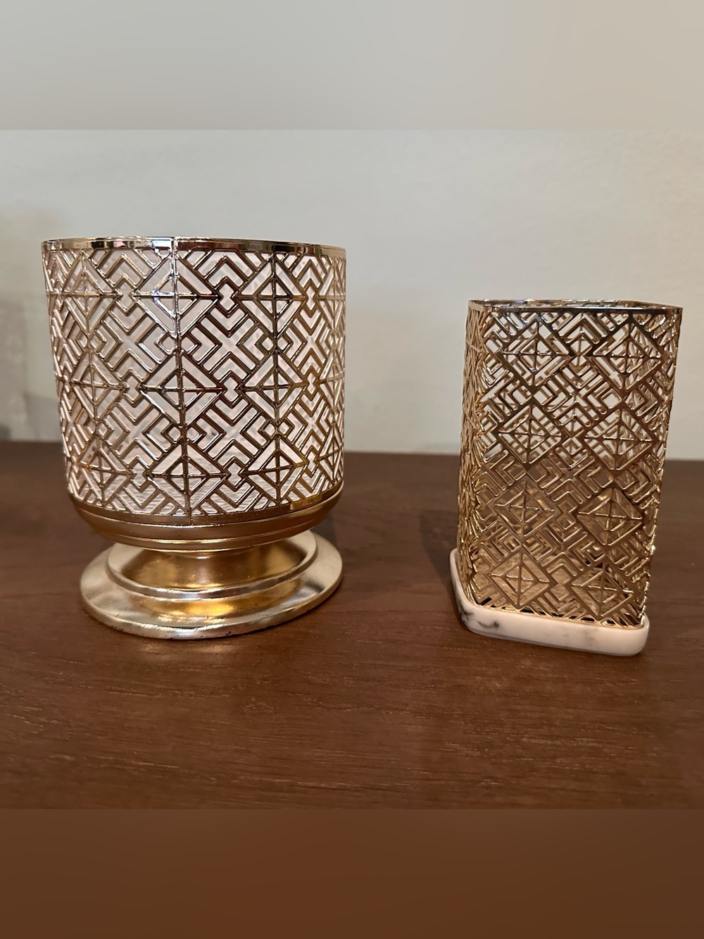 Bath & Body Works Gold Geometric Candle Holder & Soap Holder Set